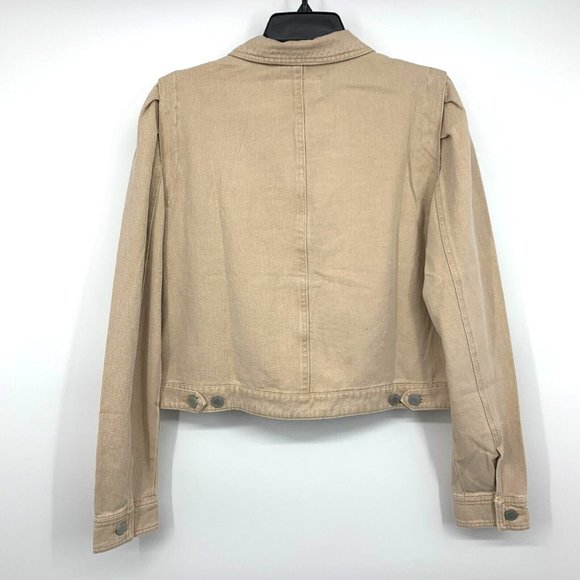 Blank NYC Denim Jacket Rose Dust Beige Button Down Crop - Picture 9 of 13